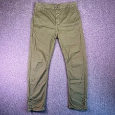 Zara Man Pants Mens 32 Olive Green Casual Tapered Chinos Sport Wear Fit34.5x29