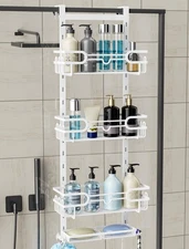 Over The Door Shower Caddy - 4 Tier Adjustable Hanging Shower Organizer Shelf...