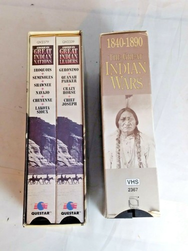 2 VHS Box Sets 1840-1890 Great Indian Wars, Great Indian Leaders-- 4 Tapes - Picture 4 of 5