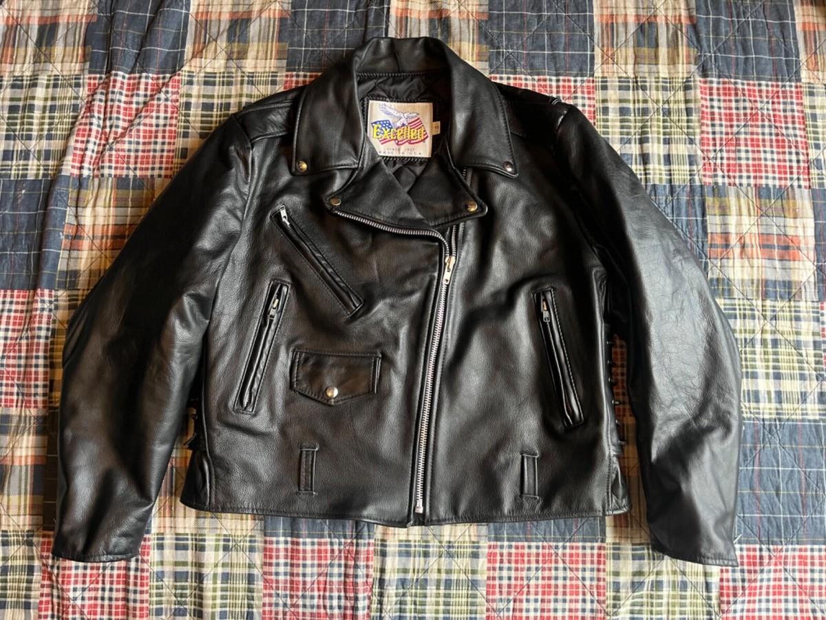 VINTAGE Excelled USA Made Leather Motorcycle Jacket Quilt Lined