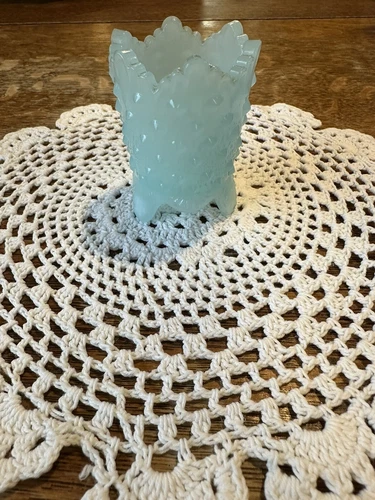 Vintage Fenton Milky Blue 3-Footed Hobnail Art Glass Toothpick Holder