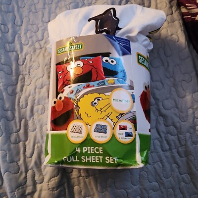 NEW SESAME STREET 4pc FULL SHEET SET Elmo, Cookie Monster, Big Bird