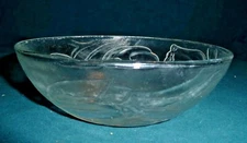 Raised Etched Tulip Flower Clear Bowl