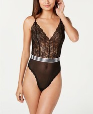 NWT: Hanky Panky Linette Chantilly Lace Thong Bodysuit in Black Sz: L