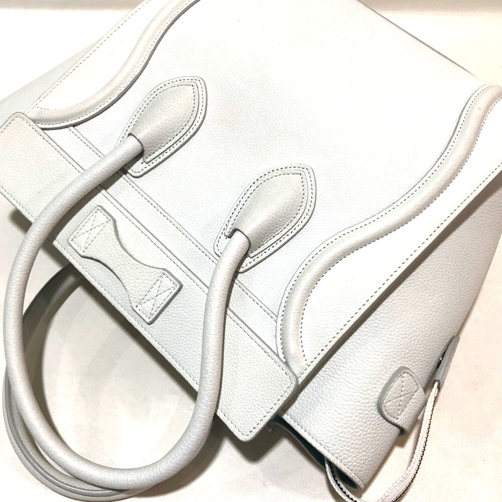 CELINE Tote bag Micro Shopper Luggage Hand bag OffWhite x Sky Blue image 5