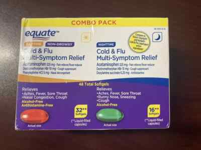 Equate, Cold & Flu-DayTime-32 softgels, Cold & Flu-Nighttime-16 softgels, 04/26