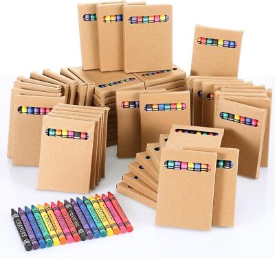 50 Packs Crayons Bulk 8 Different Color Crayon Wrapped Wax Mini Boxes of Crayons