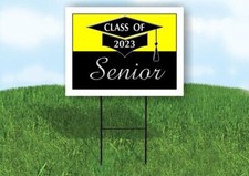 2023 SENIOR YELLOW BLACK 18inx24in Yard Road Sign w/ Stand