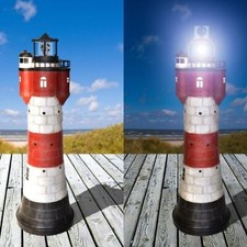 Leuchtturm XXL mit rotierendem Solar LED Licht und viel Liebe zum Detail 80 cm