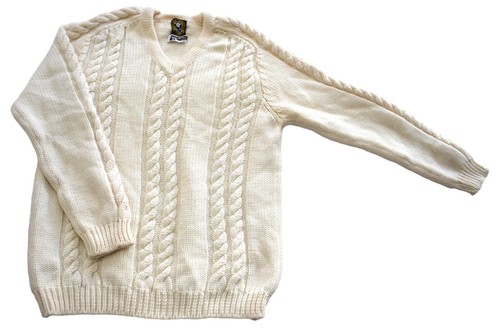 Mens Vintage 80s Bavarian Cream Wool 