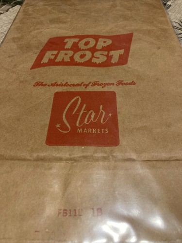 TOP FROST STAR MARKETS Ice Cream Bag Paper Sack Frozen Cold Drive-in Restaurant