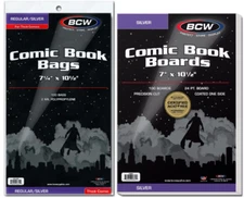 (10 pack) BCW Comic Book Bags (Silver/Thick) and Boards - Acid Free - Archival