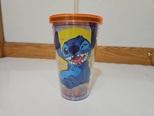 Stitch Tumbler Disney Lilo Stitch Alien Smiling Plastic Cup With Lid Straw