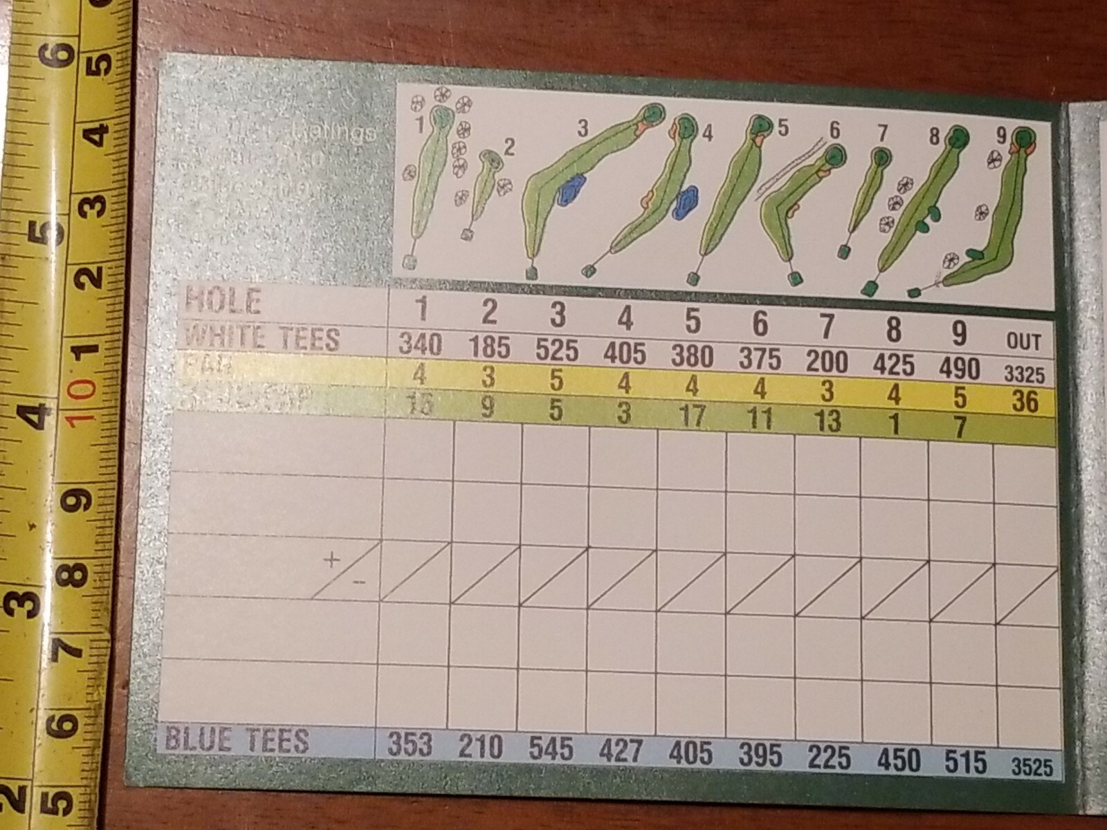 GOLF SCORECARD WHITEFORD VALLEY GOLF COURSE OTTAWA LAKE MICHIGAN UNUSED