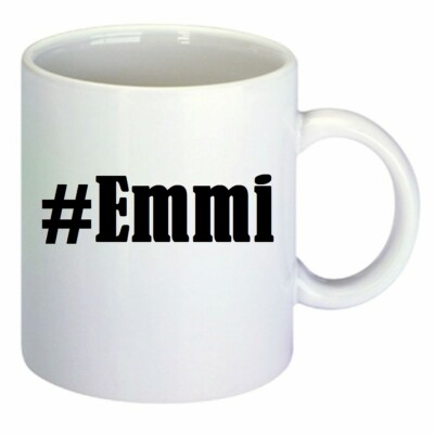 Kaffeetasse #Emmi Hashtag Raute Keramik Höhe 9,5cm in Weiß