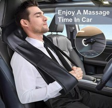 Electric Neck Shoulder Back Massager Shiatsu Deep Kneading W/ Heat Massage Black