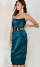 NWT NASTY GAL SHE DEVIL STRAPLESS COCKTAIL FORMAL DRESS S GREEN