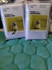 Room Essentials White Mesh Laundry Bag Drawstring with Strap 2 Pack 36 X24 