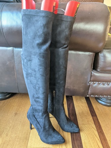 JOIE Womens Black Thigh-High Suede 