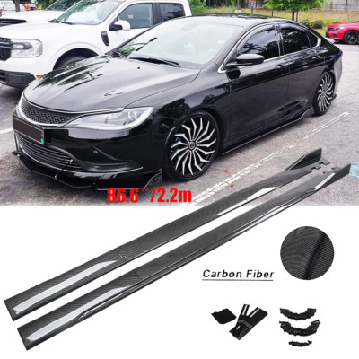 For Chrysler 200 2011-2017 86.6'' Carbon Style+Side Skirts+Rocker Panel Lip