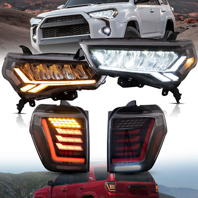 Two Set Full LED Reflector Headlights+Tail Lights For 2014-2023 Toyota 4Runner