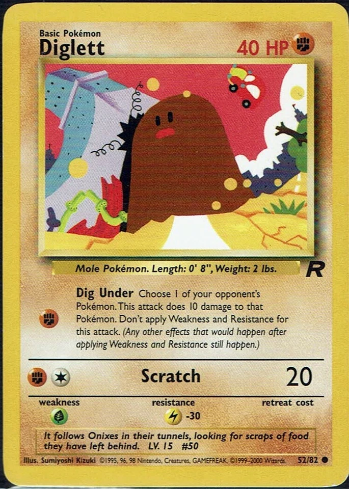 Carte Pokémon Team Rocket N° 52/82 Diglett Anglais - Photo 1/1