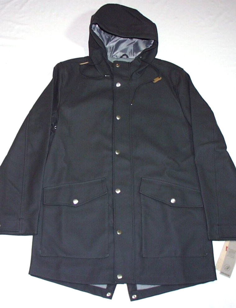 Levi&apos;s Strauss Rubberized Hooded Rain Parka Jacket Water Resistant&comma; Cha&comma; M&comma; New