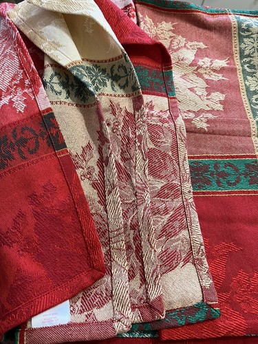 North Pole Trading Co. Christmas Napkins Set of 6 J.C. Penney Poinsettia Plaid - Picture 1 of 8
