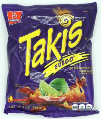 5 Bags ( 4 oz.) Of Takis Fuego Hot Chili Pepper & Lime