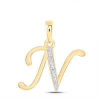 10K Gelbgold AnhäNger Mit Diamant Rundschliff Initial „N“ FüR Damen 1/20 Ct
