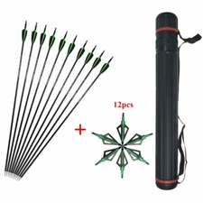 30" Archery Carbon Arrows SP500 Tips Targrt Point 100 grain Broadheads Hunting