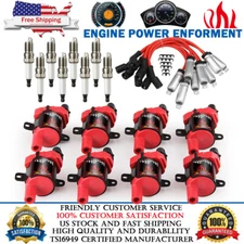 Set of 8 Round Ignition Coil Pack UF262 with 8 Platinum Spark Plug and Wire Set