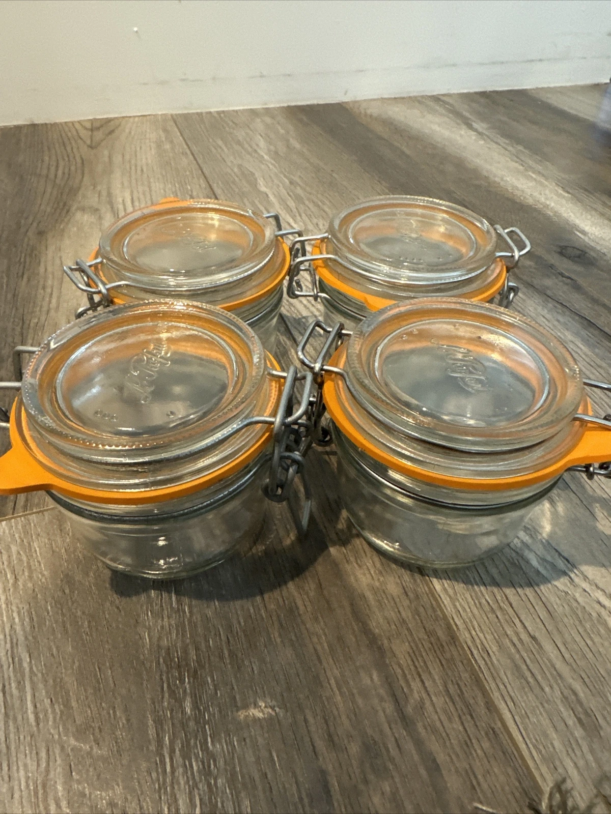 Le Parfait 125 ML Canning Jar Wire Bale France 3” Tall Set Of 4 with Gasket