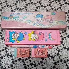 Sanrio Little Twin Stars Kiki Lala Stationary set Pencils Eraser Pencase 80s