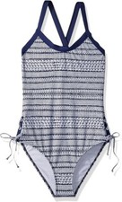 Splendid Big Girls' Crisscross One Piece Swimsuit, Nautical Navy, 12