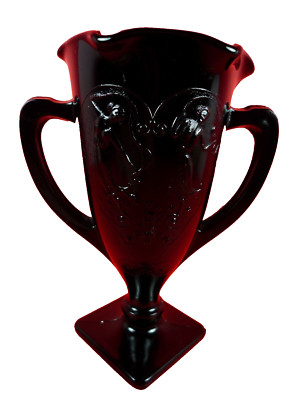 VINTAGE BLACK MILK GLASS VASE WITH DANCING WOMEN NYMPHS