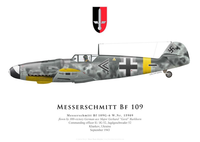 Print Messerschmitt Bf 109G-6, Gerhard Barkhorn, II./JG 52, 1943