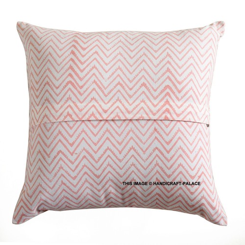 Set of 2 PC Indian Block Lotus Print Cushion Cover Throw Pillow Case 16" Cushion - Picture 3 of 4