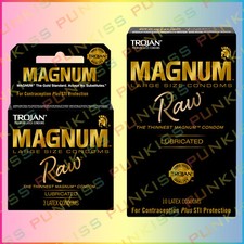 Trojan Magnum RAW Thin Large Size Condoms  Premium Latex Lubricated Sensitivity