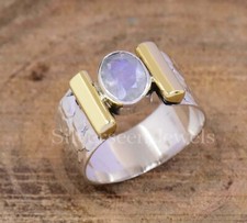 Natural Rainbow Moonstone Gemstone Ring, 925 Sterling Silver Ring, Gift For Her