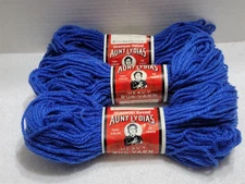 3 SKEINS VINTAGE AUNT LYDIA'S HEAVY RUG YARN NATIONAL BLUE 70 YDS  RAYON COTTON