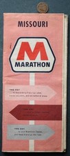 1963 Marathon Gas Oil Service Station Missouri Road Map Route 66 Too COOL +
