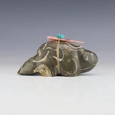 NATIVE AMERICAN ZUNI PURISIMA STONE BEAVER FETISH BY LELAND BOONE & DAPHNE QUAM