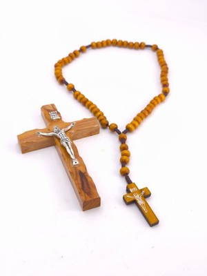 Bulk Olive Wood Rosaries with Crucifix   Set of 10   Church & Parish Prayer Bead