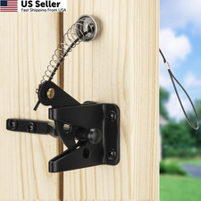 TIBEGOLD Self Locking Gate Latch with Spring Cable Pull, Black Gravity Lever...