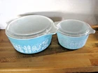 VINTAGE PYREX Turquoise AMISH BUTTERPRINT With 1ids 475-B 2/12 QT, 473 1 QT