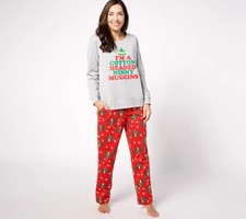 Elf Fleece Long Sleeve Crewneck Pajama Set Large Gray Christmas Buddy the Elf
