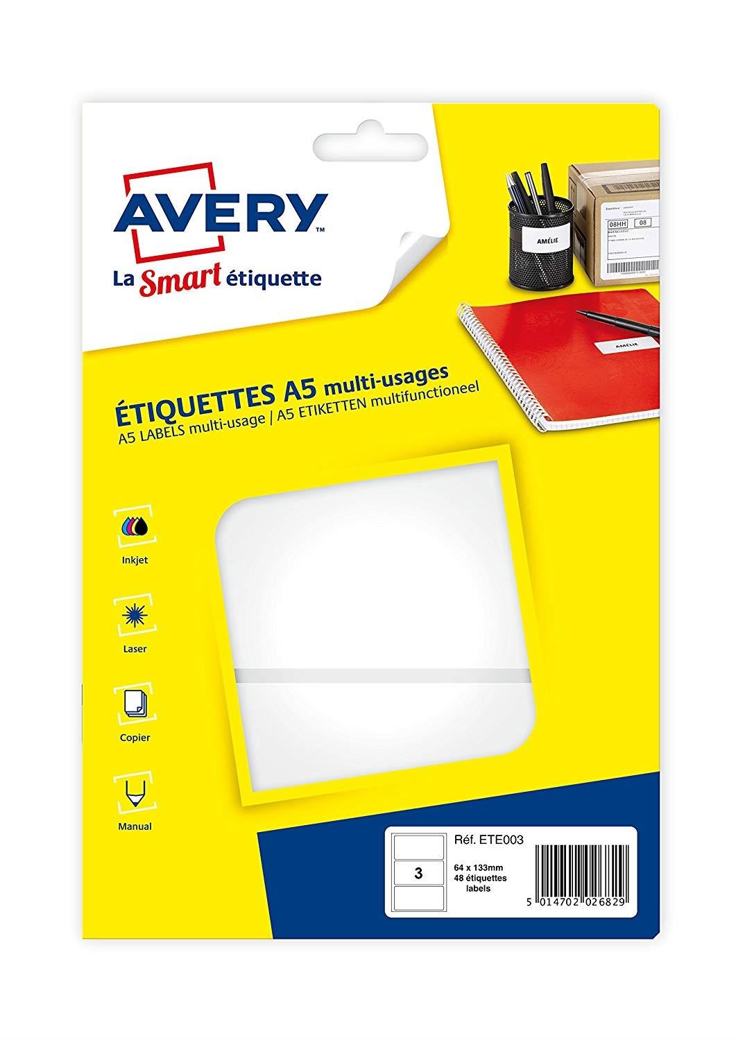 Étiquettes multi-usage Avery ETE003-10 pour organiser la maison et le bureau