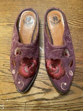 LUCKY BRAND Cathy Floral Embroidered Women  s Leather Slip-on Mules Size 6