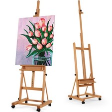 Extended Large H-Frame Easel for Painting, Adjustable Beech Wood Artist Easel...